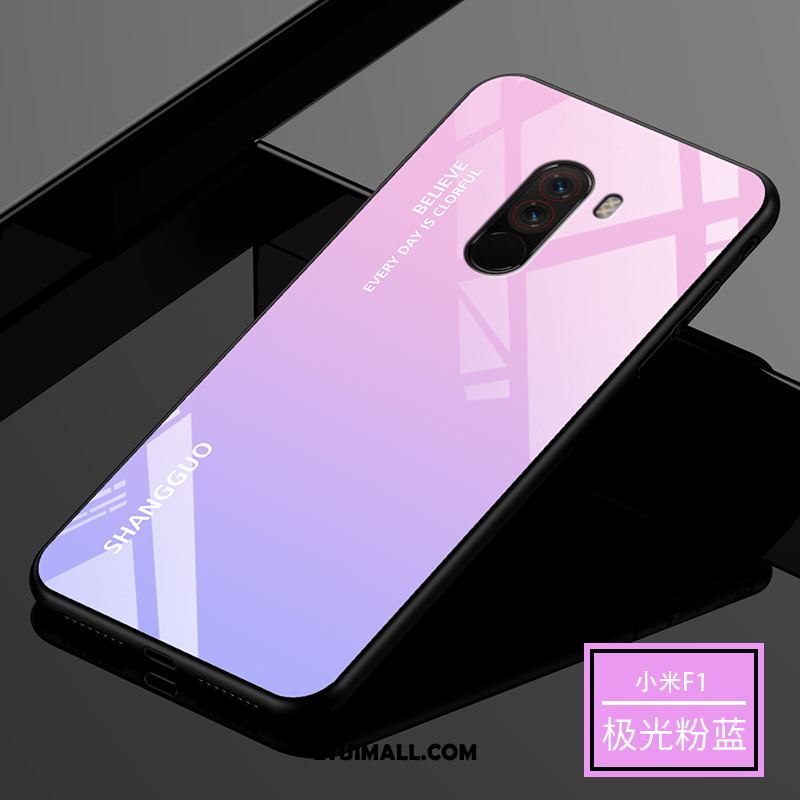 Etui Pocophone F1 Telefon Komórkowy Purpurowy Szkło Hartowane Gradient Mały Obudowa Dyskont