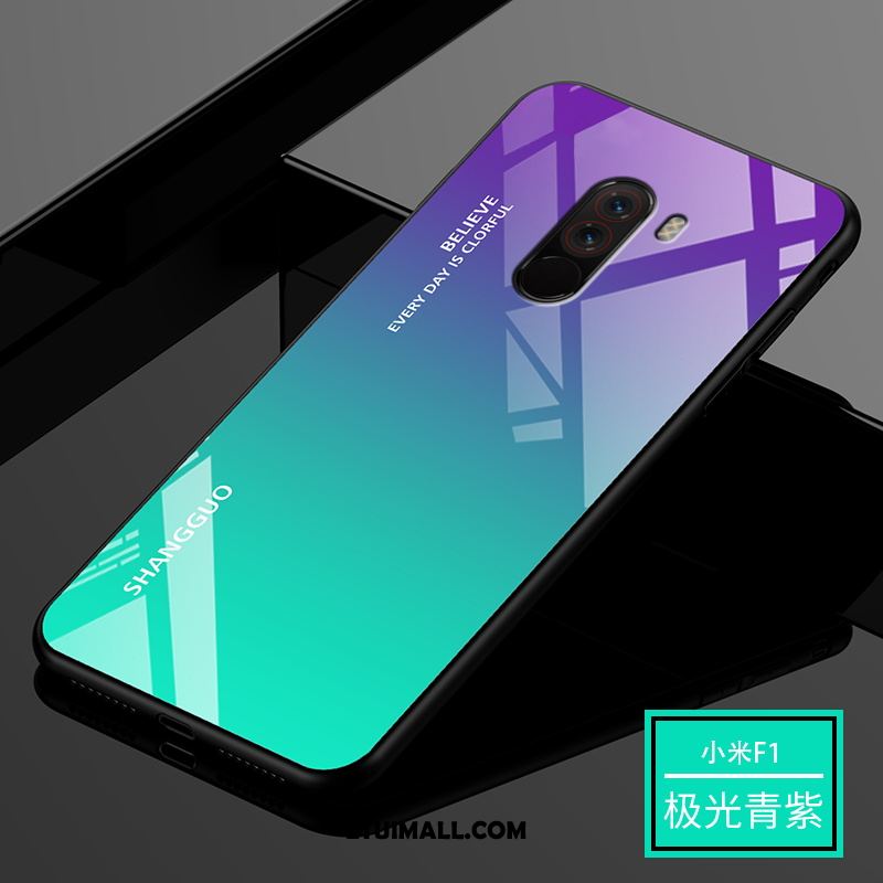 Etui Pocophone F1 Telefon Komórkowy Purpurowy Szkło Hartowane Gradient Mały Obudowa Dyskont