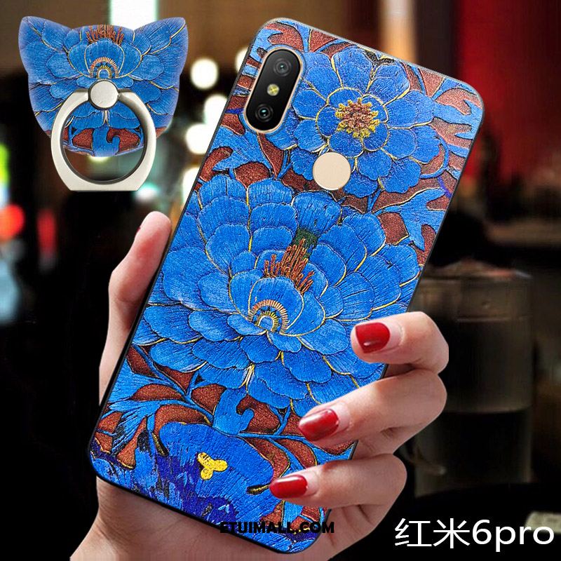 Etui Redmi Note 6 Pro Moda Miękki Modna Marka Kwiaty Szary Pokrowce Tanie