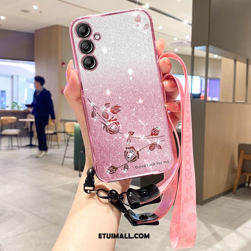 Etui Samsung Galaxy A16 5g Cyrkonie I Kwiaty Z Paskiem Kadem
