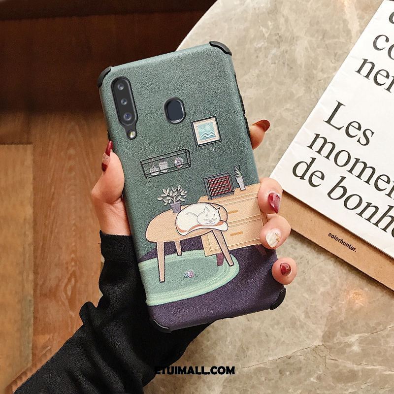 Etui Samsung Galaxy A20s Gwiazda Zielony Relief Kreskówka Telefon Komórkowy Obudowa Sklep