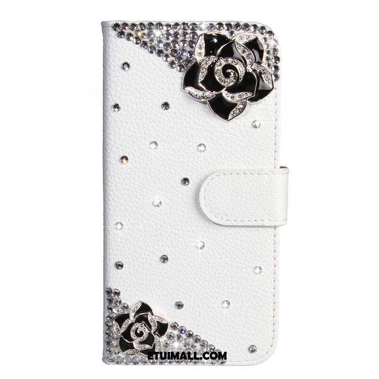 Etui Samsung Galaxy A30s Rhinestone Telefon Komórkowy Skórzany Futerał Kwiaty Motyla Biały Futerał Sprzedam