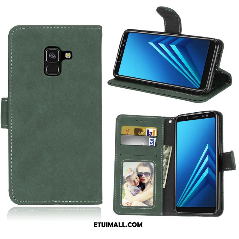 Etui Samsung Galaxy A8 2018 Skórzany Futerał Klapa Zielony Ochraniacz Karta Futerał Sprzedam