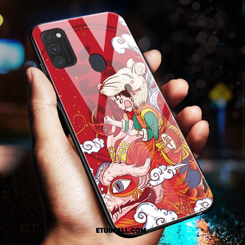 Etui Samsung Galaxy M30s Tendencja Gwiazda Szkło Hartowane Anti-fall Czerwony Pokrowce Sprzedam