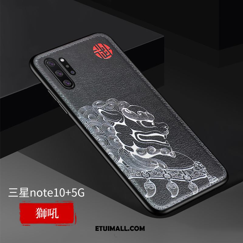 Etui Samsung Galaxy Note 10+ All Inclusive Nubuku Chiński Styl Prawdziwa Skóra Telefon Komórkowy Obudowa Sklep