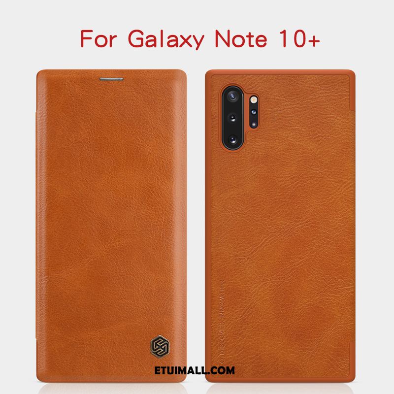 Etui Samsung Galaxy Note 10+ Telefon Komórkowy Skórzany Futerał Złoto Czarny Gwiazda Futerał Online