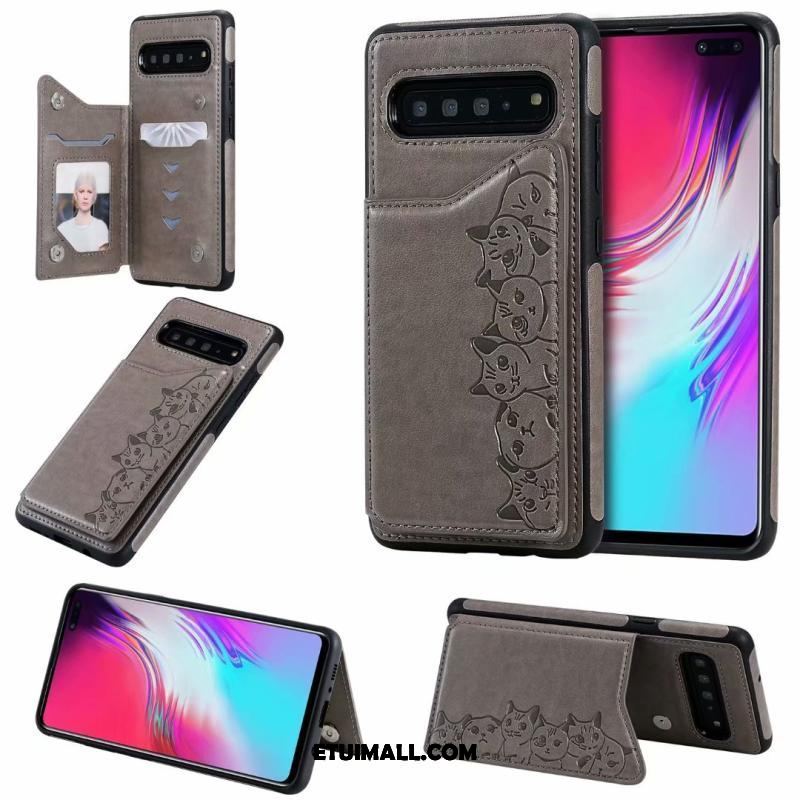 Etui Samsung Galaxy S10 5g Anti-fall Skórzany Futerał Kotek Kreskówka Purpurowy Pokrowce Tanie