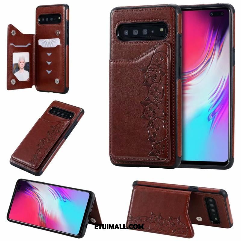 Etui Samsung Galaxy S10 5g Anti-fall Skórzany Futerał Kotek Kreskówka Purpurowy Pokrowce Tanie