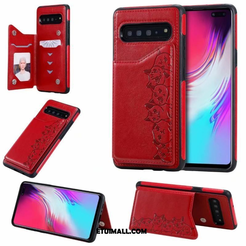 Etui Samsung Galaxy S10 5g Anti-fall Skórzany Futerał Kotek Kreskówka Purpurowy Pokrowce Tanie