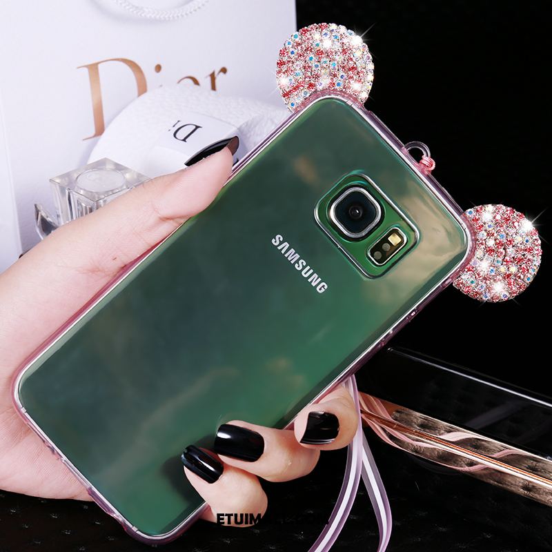 Etui Samsung Galaxy S6 Edge Luksusowy Ochraniacz Rhinestone Silikonowe Różowe Futerał Tanie