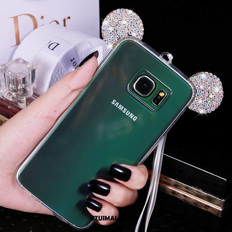 Etui Samsung Galaxy S6 Edge Luksusowy Ochraniacz Rhinestone Silikonowe Różowe Futerał Tanie