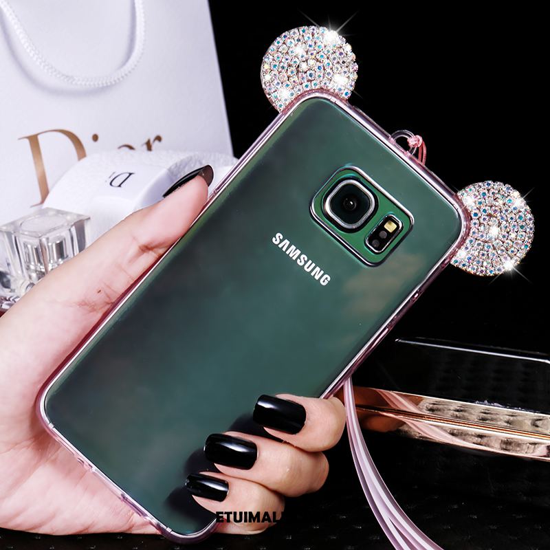 Etui Samsung Galaxy S6 Edge Luksusowy Ochraniacz Rhinestone Silikonowe Różowe Futerał Tanie