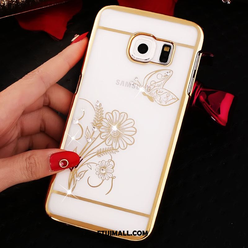 Etui Samsung Galaxy S6 Edge Przezroczysty Rhinestone Trudno Złoto Ochraniacz Futerał Tanie