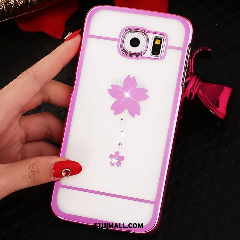 Etui Samsung Galaxy S6 Edge Przezroczysty Rhinestone Trudno Złoto Ochraniacz Futerał Tanie