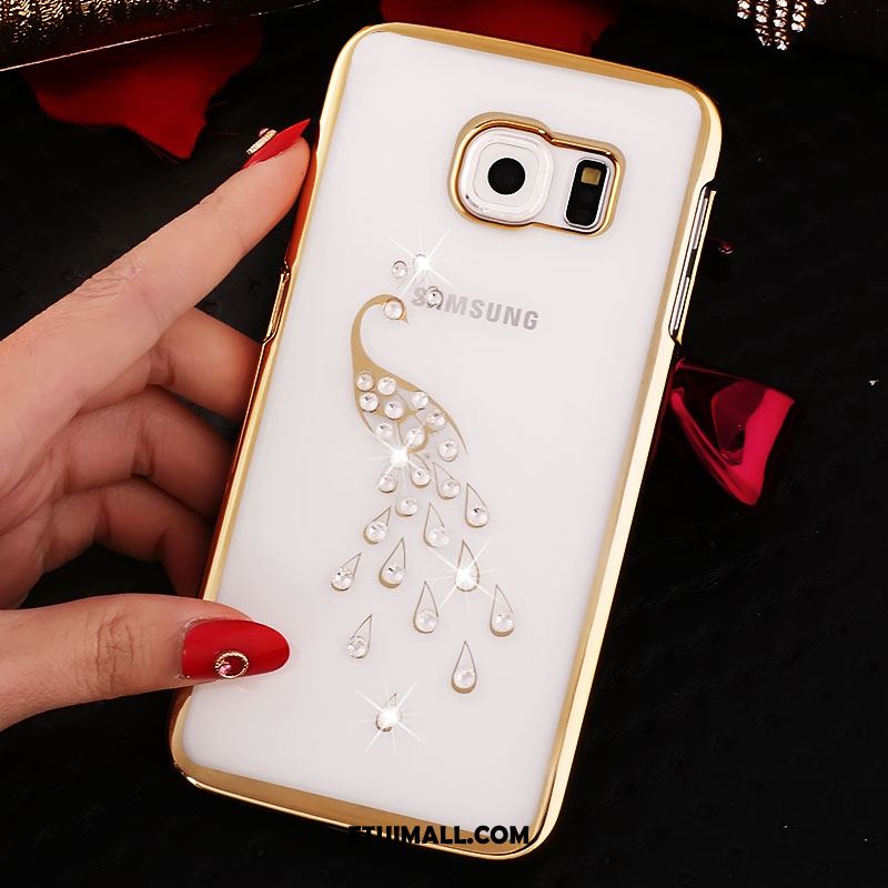 Etui Samsung Galaxy S6 Edge Przezroczysty Rhinestone Trudno Złoto Ochraniacz Futerał Tanie