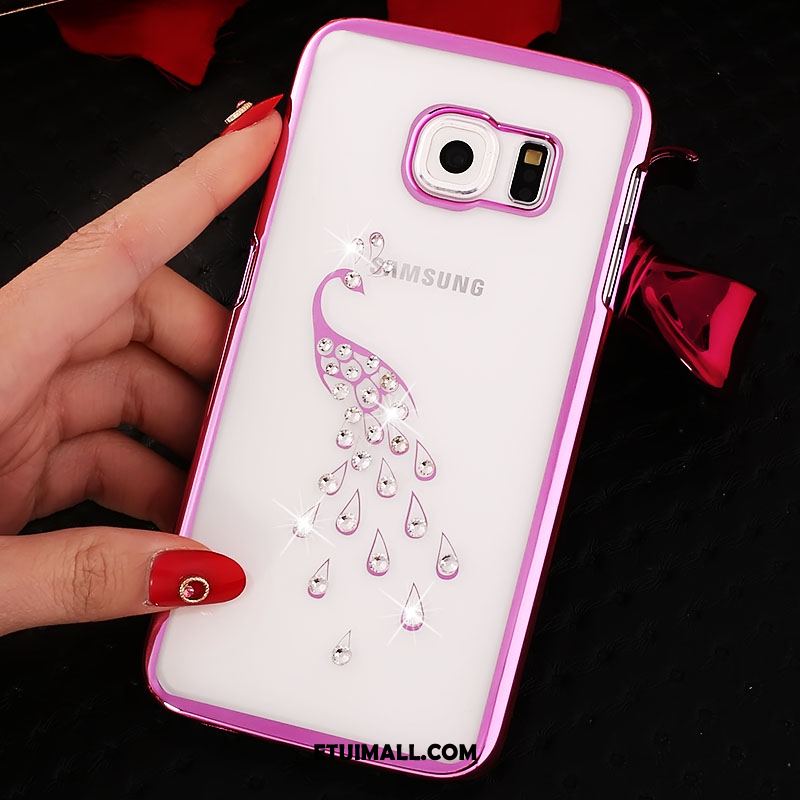 Etui Samsung Galaxy S6 Edge Przezroczysty Rhinestone Trudno Złoto Ochraniacz Futerał Tanie