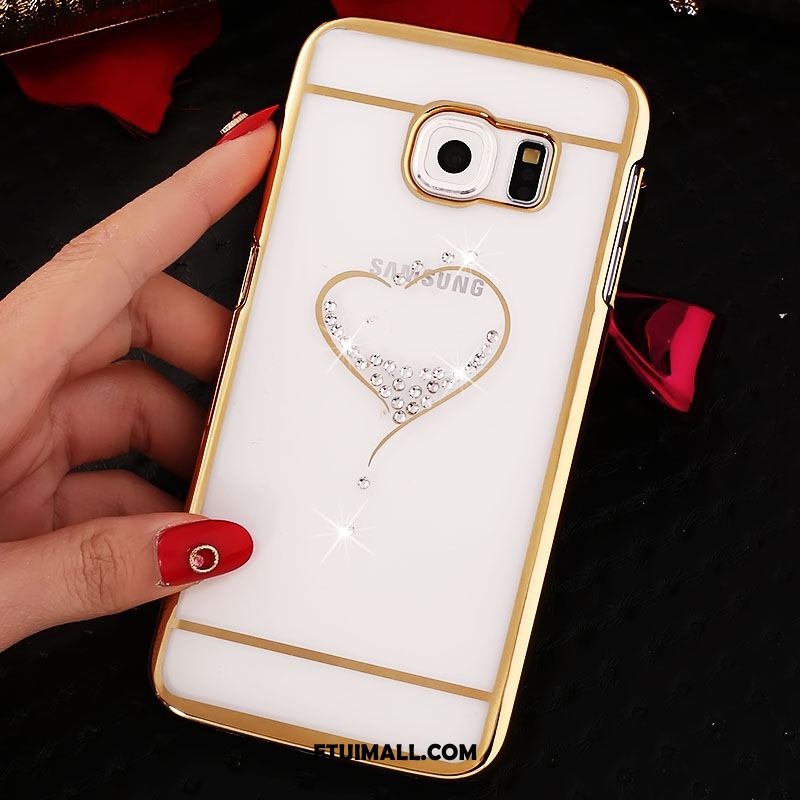 Etui Samsung Galaxy S6 Edge Przezroczysty Rhinestone Trudno Złoto Ochraniacz Futerał Tanie