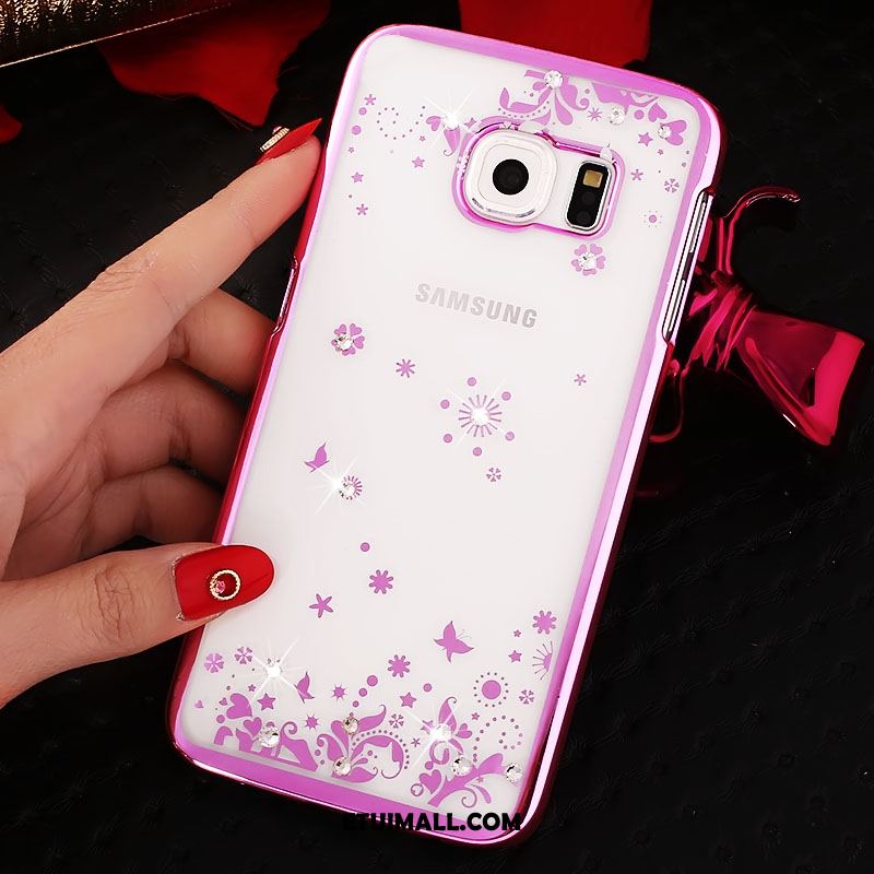 Etui Samsung Galaxy S6 Edge Przezroczysty Rhinestone Trudno Złoto Ochraniacz Futerał Tanie