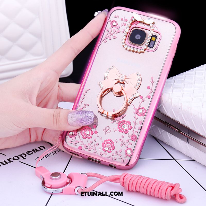 Etui Samsung Galaxy S6 Miękki Ochraniacz Pawie Silikonowe Rhinestone Pokrowce Tanie