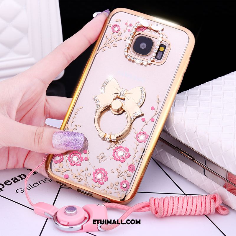 Etui Samsung Galaxy S6 Miękki Ochraniacz Pawie Silikonowe Rhinestone Pokrowce Tanie