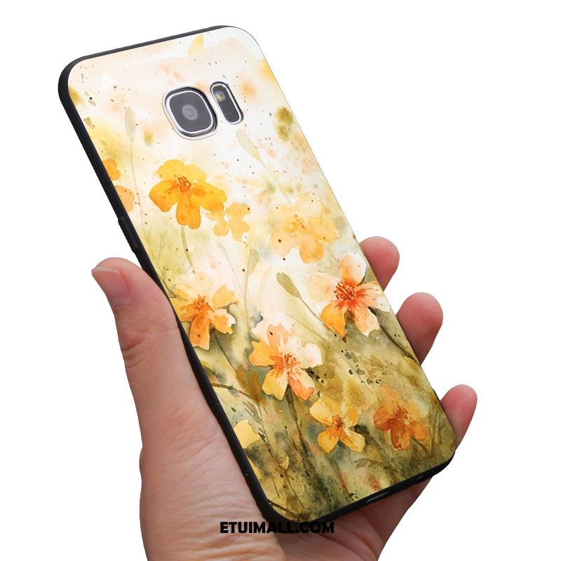 Etui Samsung Galaxy S6 Niebieski Silikonowe Miękki Sztuka Kwiaty Futerał Dyskont