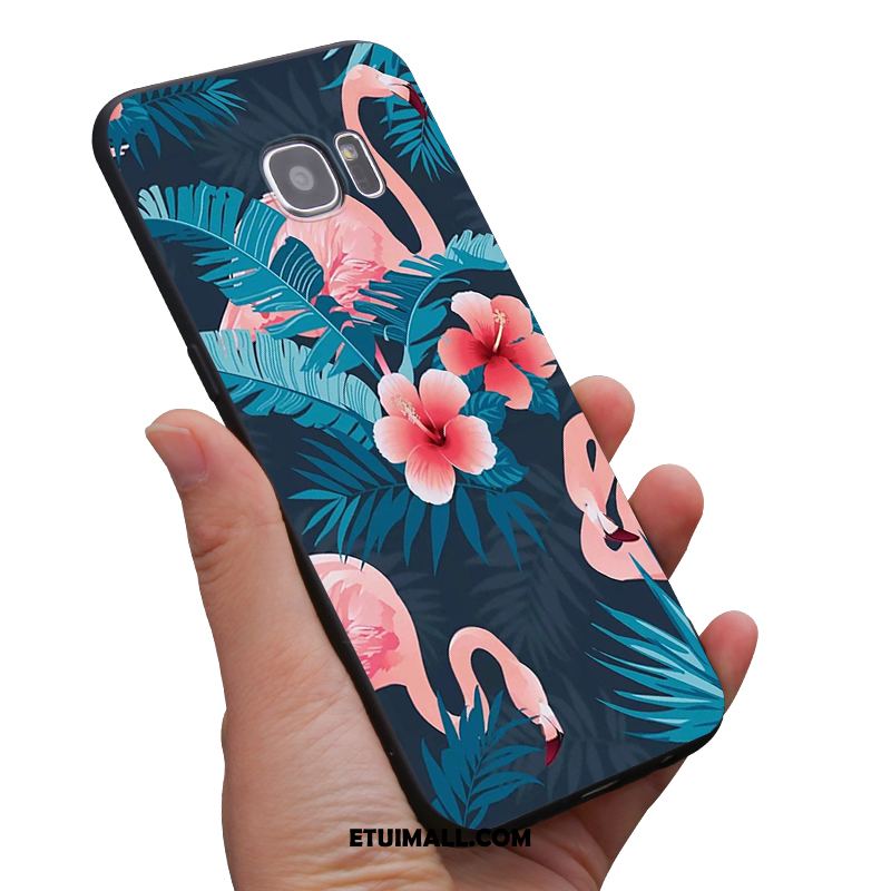 Etui Samsung Galaxy S6 Niebieski Silikonowe Miękki Sztuka Kwiaty Futerał Dyskont
