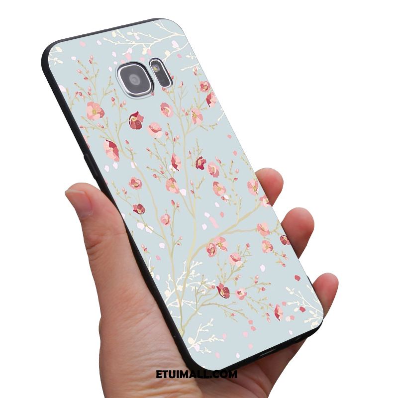 Etui Samsung Galaxy S6 Niebieski Silikonowe Miękki Sztuka Kwiaty Futerał Dyskont