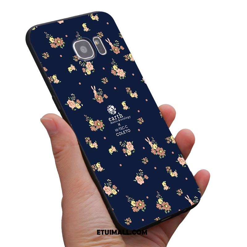 Etui Samsung Galaxy S6 Niebieski Silikonowe Miękki Sztuka Kwiaty Futerał Dyskont