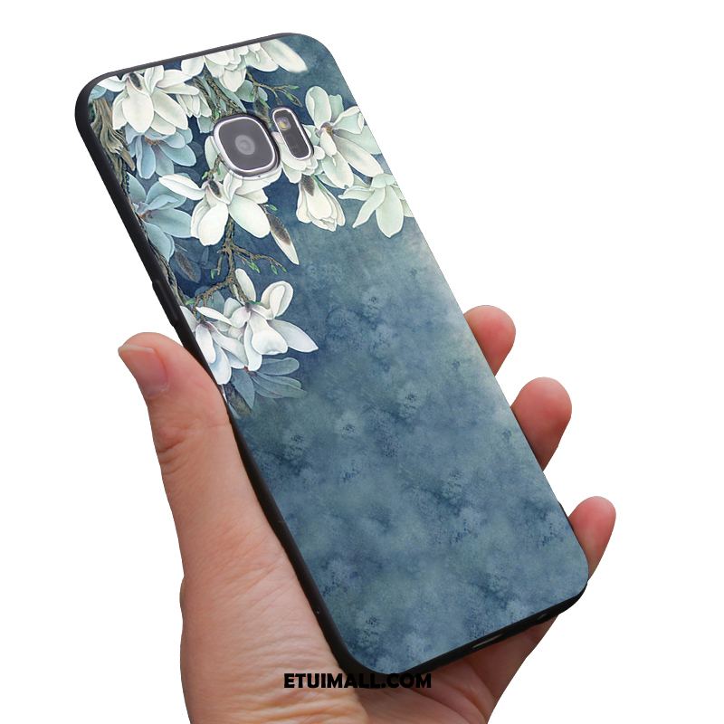 Etui Samsung Galaxy S6 Niebieski Silikonowe Miękki Sztuka Kwiaty Futerał Dyskont