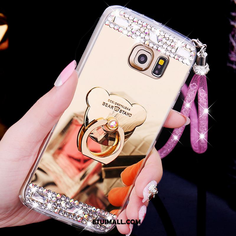 Etui Samsung Galaxy S7 Edge Złoto Telefon Komórkowy Gwiazda Kryształ Lustro Pokrowce Tanie