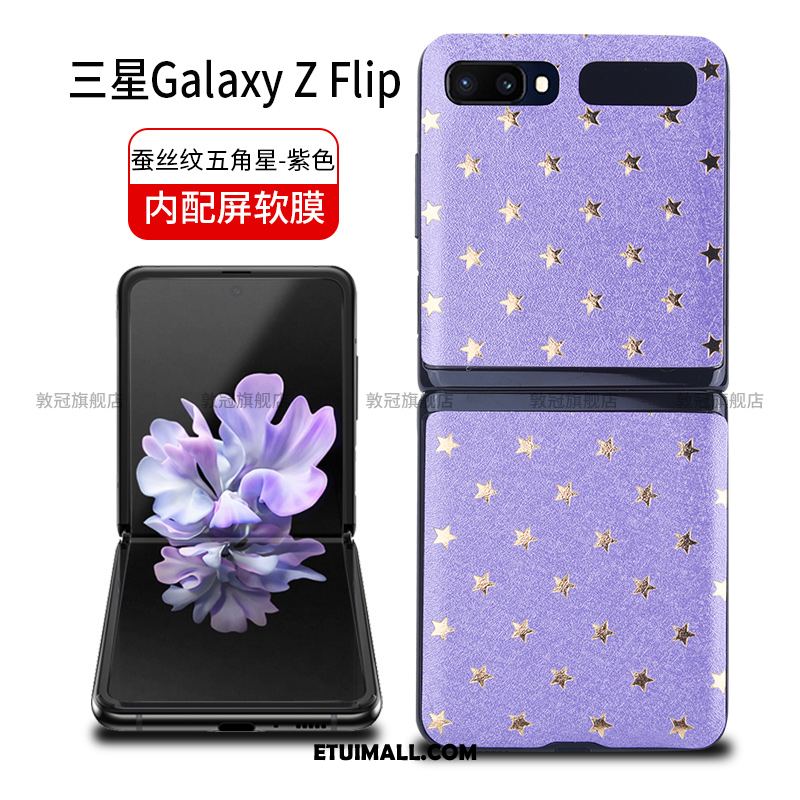 Etui Samsung Z Flip Ochraniacz Czarny Szkło Hartowane Gwiazda Skórzany Futerał Obudowa Tanie