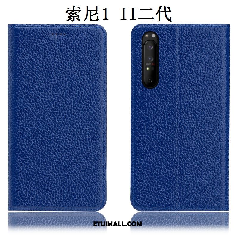 Etui Sony Xperia 1 Ii Anti-fall Prawdziwa Skóra Czerwony Ochraniacz Litchi Futerał Tanie