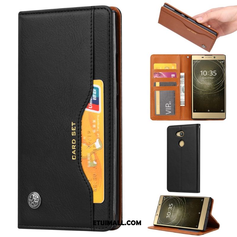 Etui Sony Xperia L2 Vintage Czerwony Skórzany Futerał Portfel Wzór Pokrowce Sprzedam