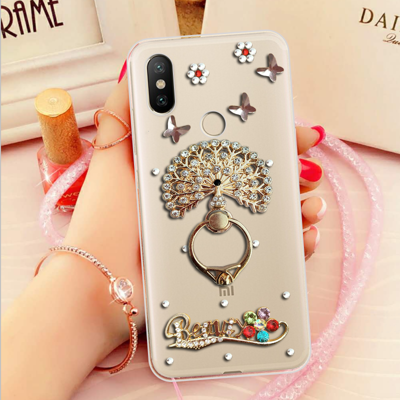 Etui Xiaomi Mi 8 Se Rhinestone Silikonowe Telefon Komórkowy Wiszące Ozdoby Z Kryształkami Pokrowce Sprzedam