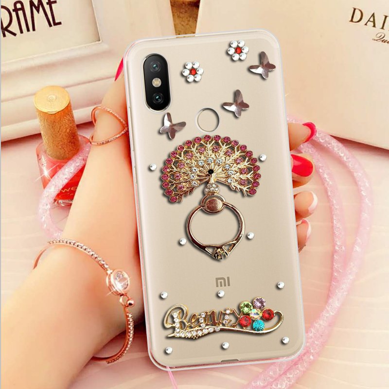 Etui Xiaomi Mi 8 Se Rhinestone Silikonowe Telefon Komórkowy Wiszące Ozdoby Z Kryształkami Pokrowce Sprzedam