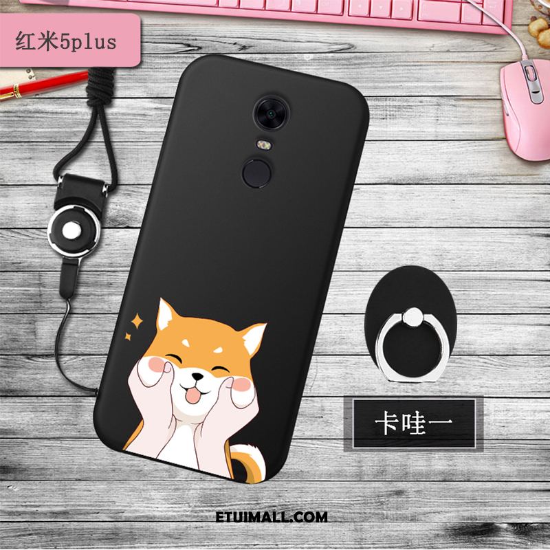 Etui Xiaomi Redmi 5 Plus Czarny Miękki Czerwony Nubuku Anti-fall Futerał Kup