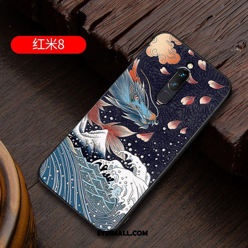 Etui Xiaomi Redmi 8 Relief Niebieski Chiński Styl Silikonowe Czerwony Pokrowce Sprzedam