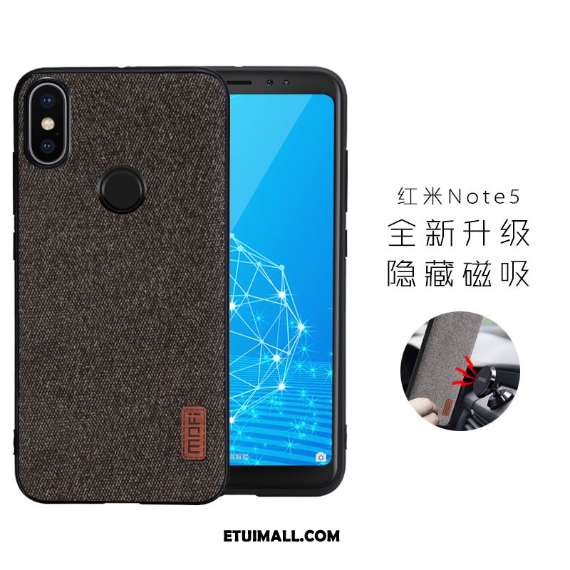 Etui Xiaomi Redmi Note 5 Telefon Komórkowy Magnetyzm Płótno Czarny Czerwony Pokrowce Tanie