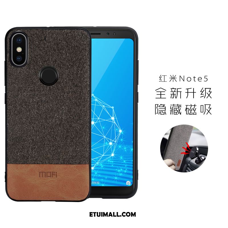 Etui Xiaomi Redmi Note 5 Telefon Komórkowy Magnetyzm Płótno Czarny Czerwony Pokrowce Tanie