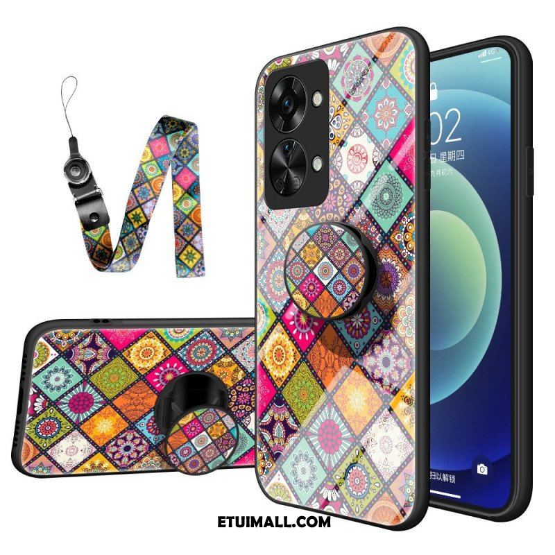 Etui do OnePlus Nord 2T 5G Patchworkowy Uchwyt Magnetyczny