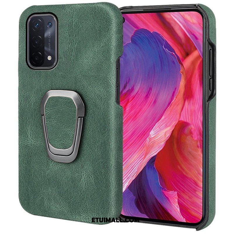 Etui do Oppo A54 5G / A74 5G Uchwyt Na Pierścionek Z Efektem Skóry