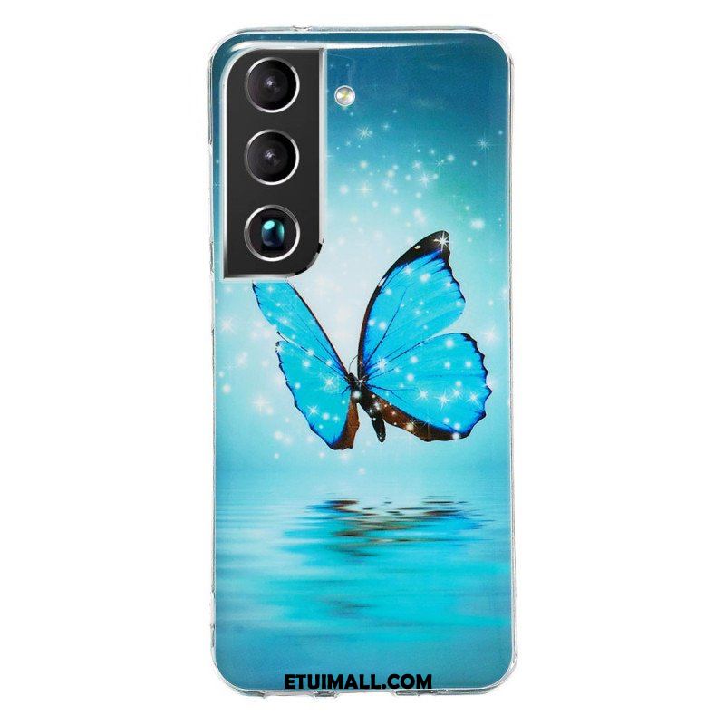 Etui do Samsung Galaxy S22 Plus 5G Fluorescencyjne Niebieskie Motyle