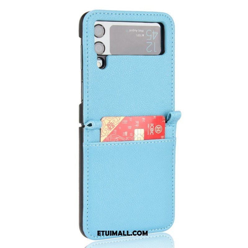 Etui do Samsung Galaxy Z Flip 3 5G Etui Folio Skórzane Etui Na Karty W Stylu Litchi