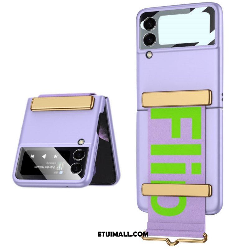 Etui do Samsung Galaxy Z Flip 3 5G Etui Folio Szkło Hartowane I Pasek Litery Gkk