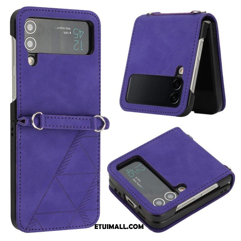 Etui do Samsung Galaxy Z Flip 4 Etui Folio Trójkąty Ze Sztucznej Skóry