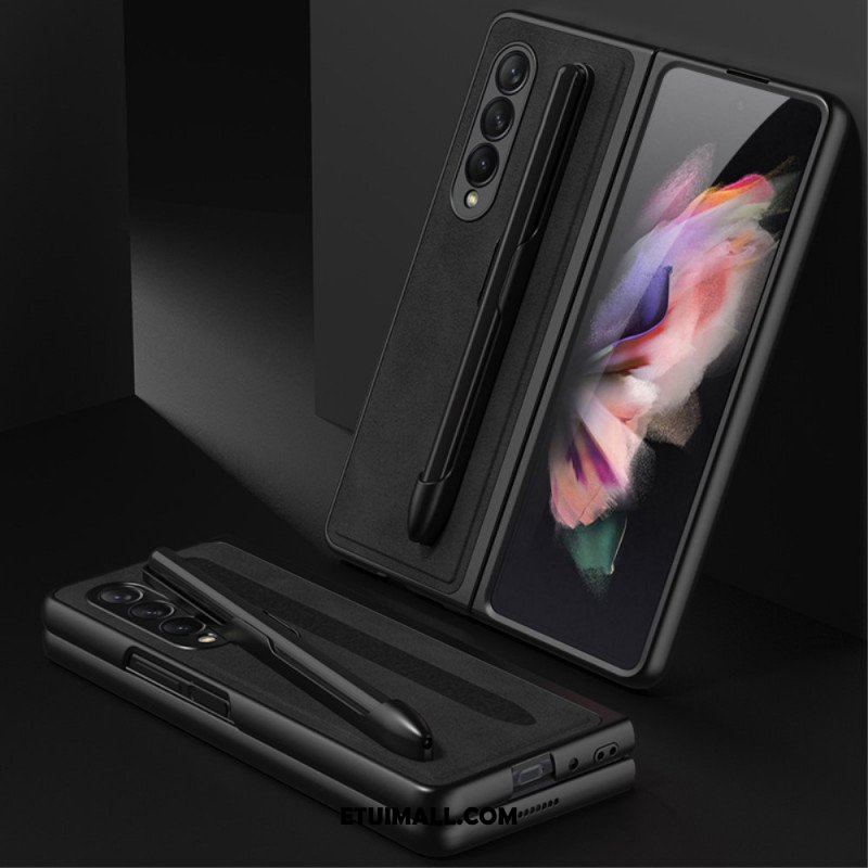 Etui do Samsung Galaxy Z Fold 3 5G Uchwyt Na Rysik Z Efektem Skóry Gkk