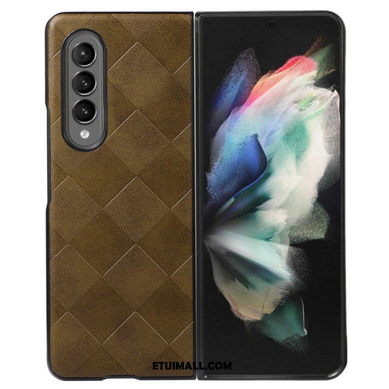 Etui do Samsung Galaxy Z Fold 4 Wzór W Kratkę Z Imitacji Skóry