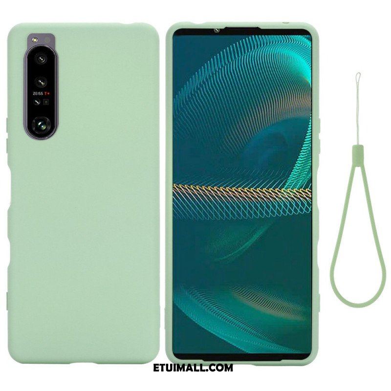 Etui do Sony Xperia 1 IV z Łańcuch Płynny Silikon W Paski