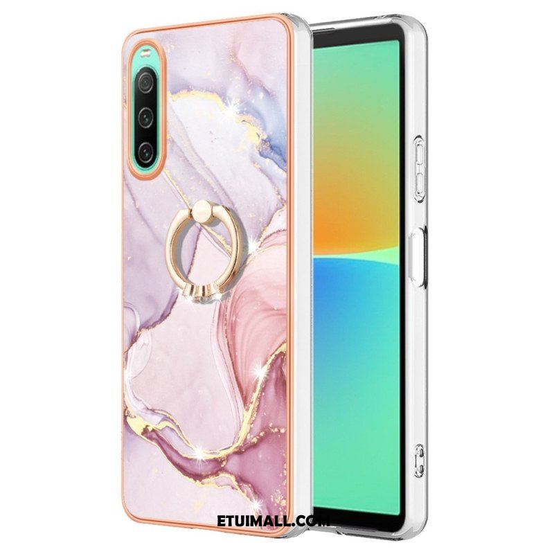 Etui do Sony Xperia 10 IV Marmur Ze Wspornikiem Pierścienia