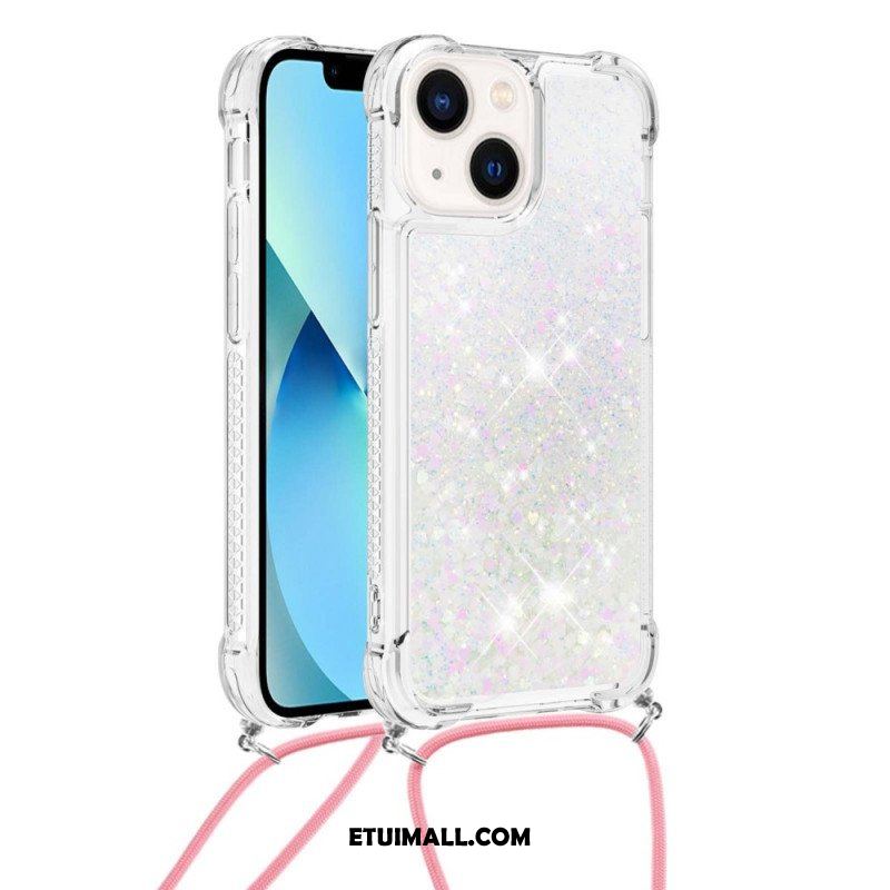 Etui do iPhone 14 Plus ze Sznurkiem Z Cekinowym Sznurkiem